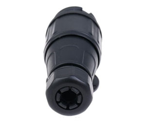 A black 13-pin 12V trailer wiring adapter