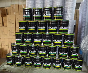 Storage bucket color contrast: Stacked OEM storage buckets are being inspected for color contrast and print accuracy.