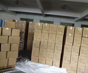 Multifunction bucket seat: Stacked finished multifunction bucket seats with Autobarn logo in the factory.