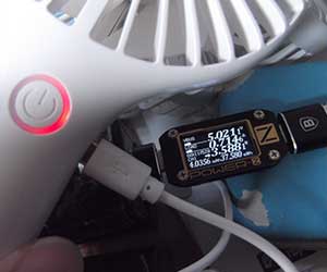 Mini handheld fan charging test