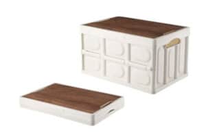 Folding Storage Box with Wooden Lid