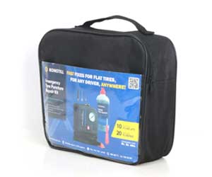 Complete portable car tire inflator kit in a branded carry bag, sourced by Tiroflx.